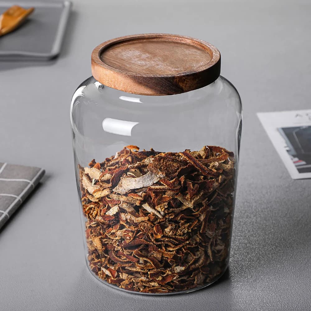 Glass Airtight Storage Jar with Wood Lid