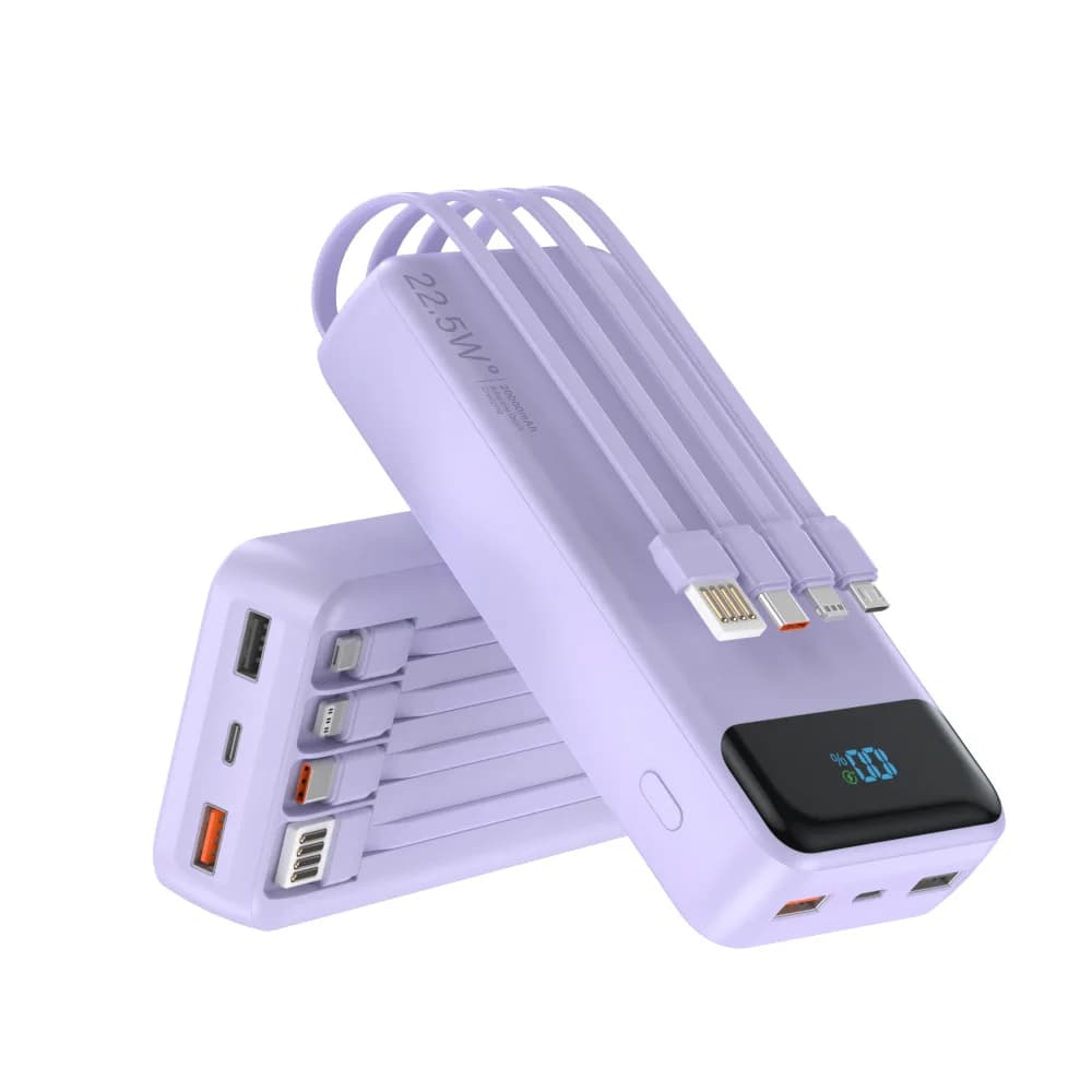 20000mAh Power Bank with Built-in Cables