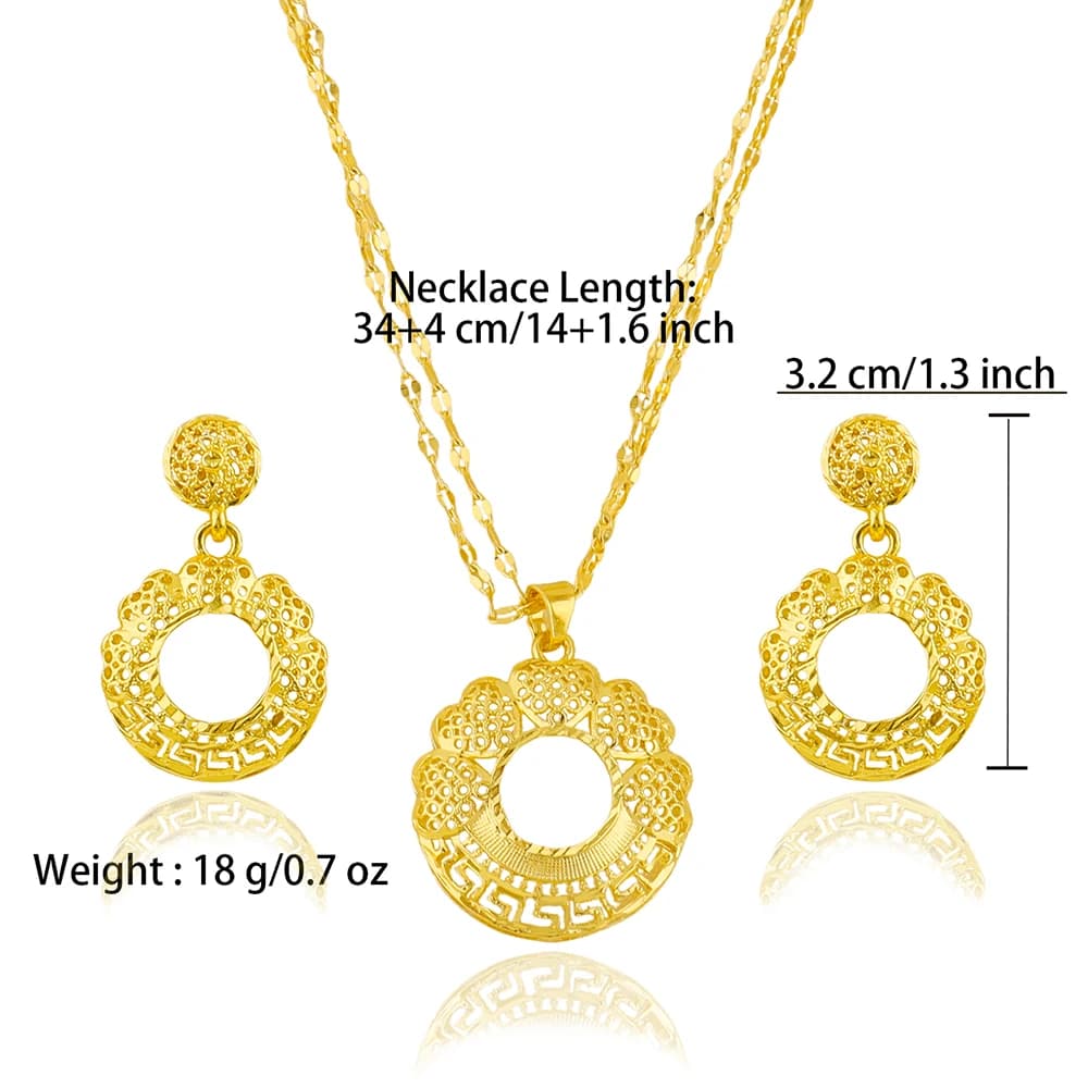 Dubai Gold Jewelry Set for Women Wedding Party Necklace Earrings Sets Indian Jewelry Set Free Shipping Bridal Costume Gifts