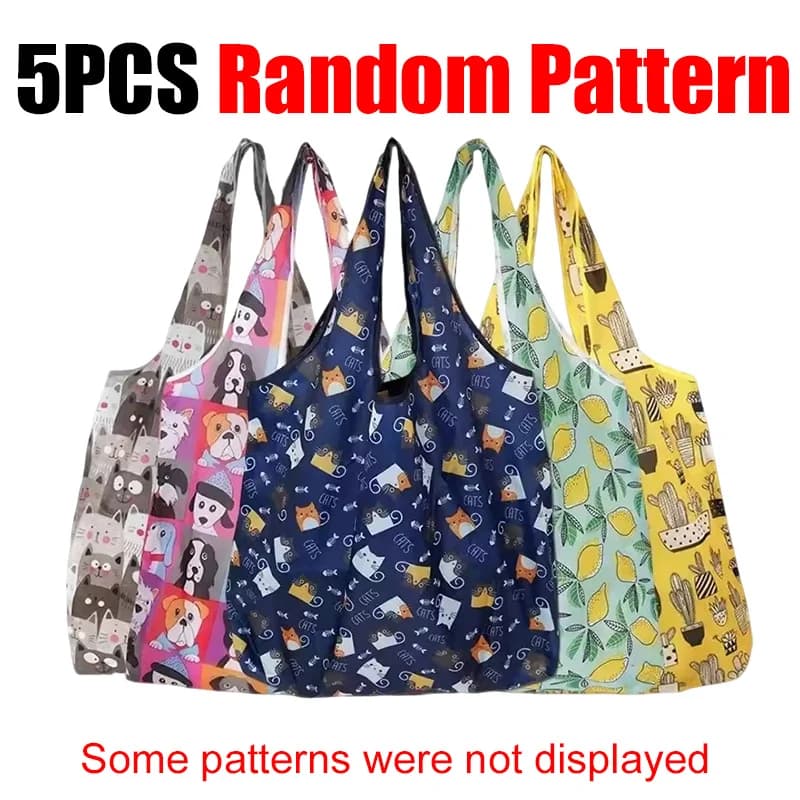 Reusable Shopping Tote Bags Set of 5