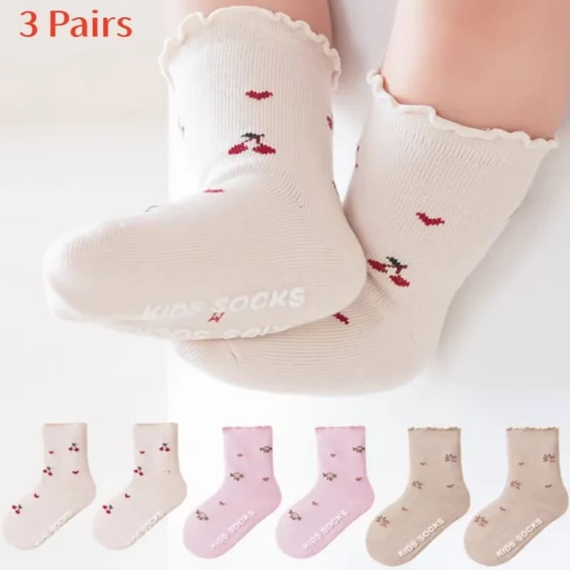 Kids Cotton Print Socks 3-Pair Pack