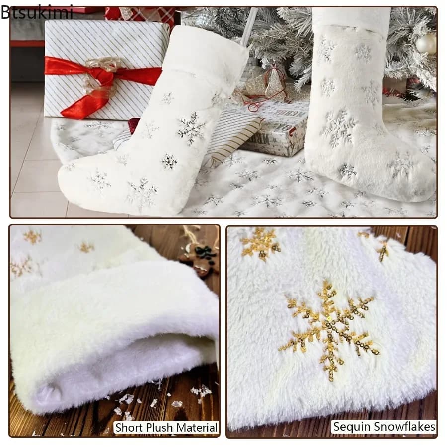 Christmas Stocking with Gold and Silver Sequins