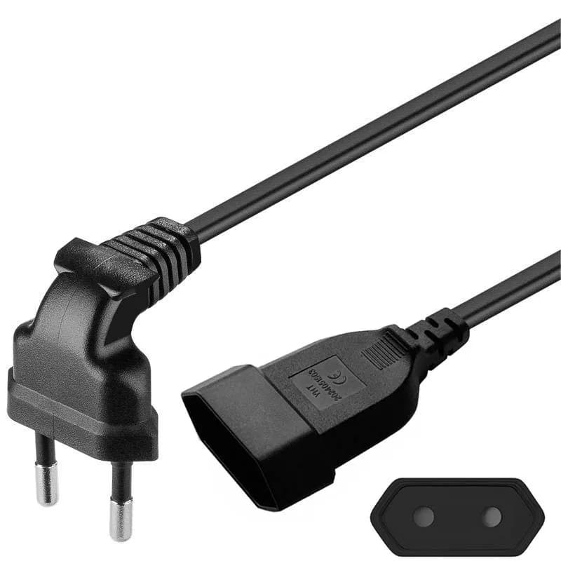 EU Power Extension Cord Anged European AC Power Extension Cord Europe 2-prong Power Lead Male to Female Extension Cable Wire