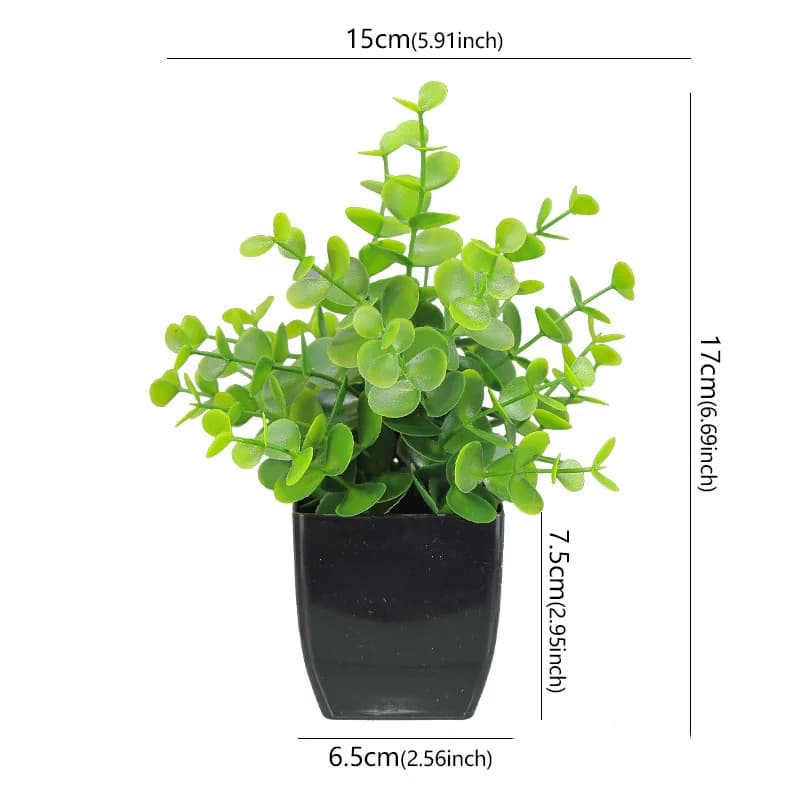 Small Artificial Bonsai Plant in Black Pot