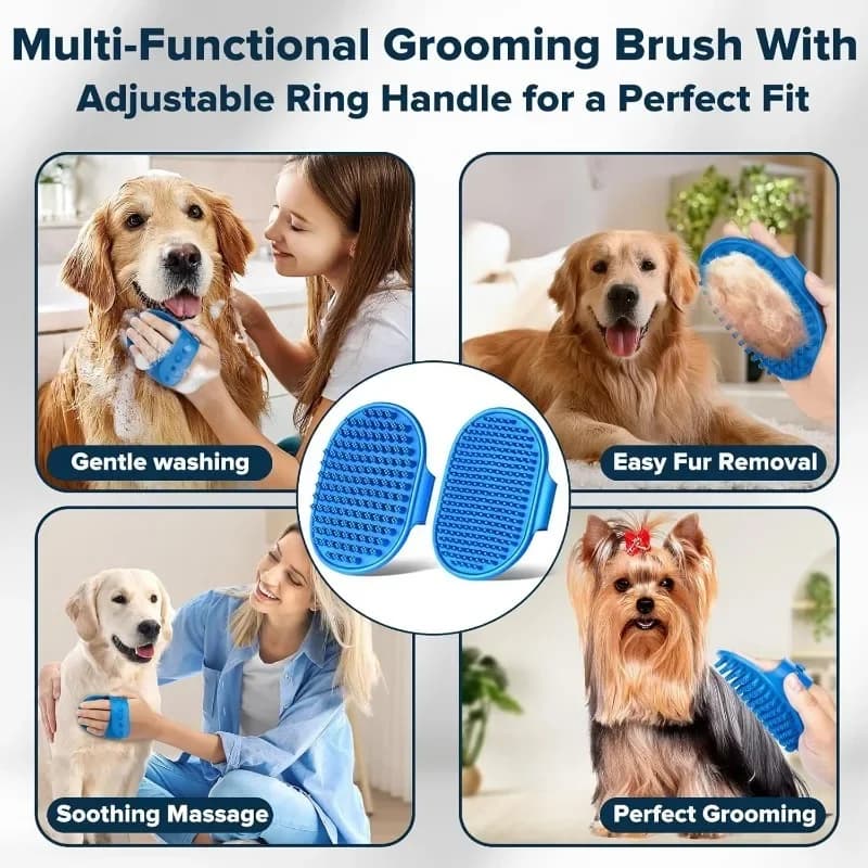 Dog Grooming Kit with Bath Gloves and Brushes