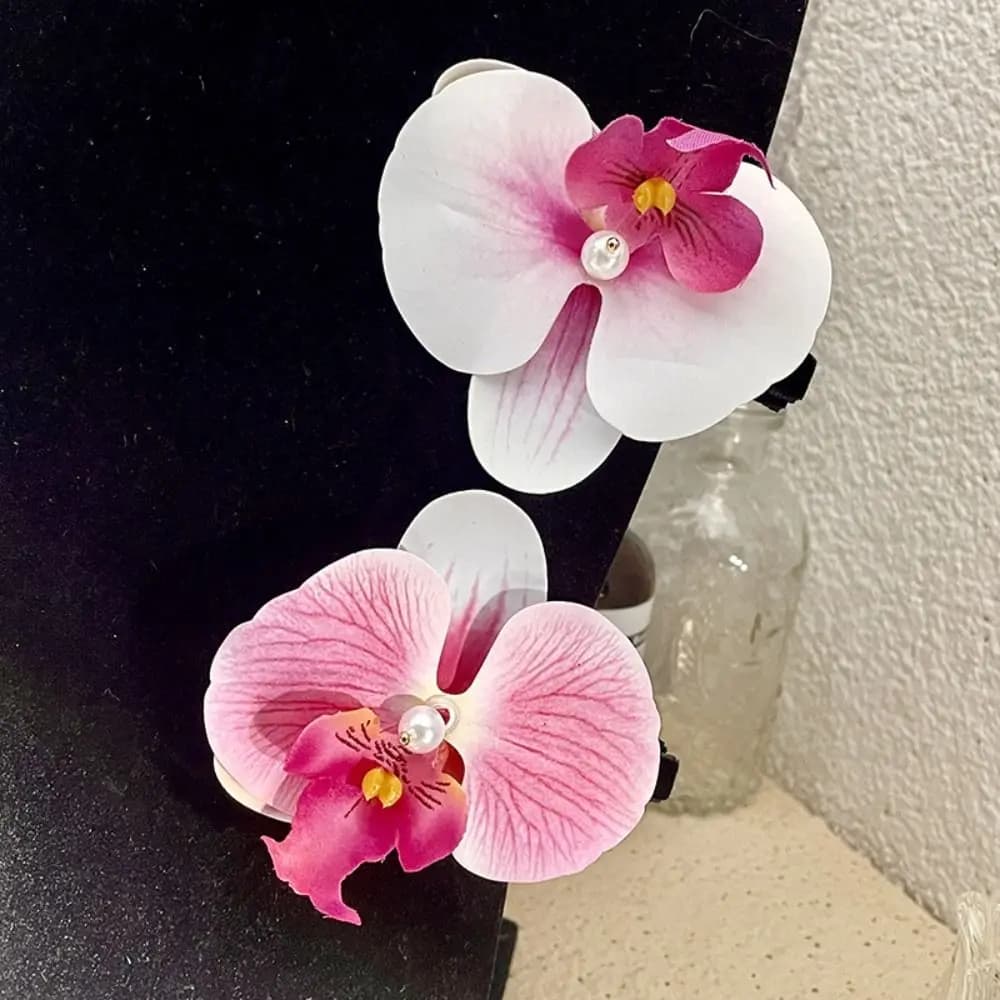 Hair Accessories Flower Hair Clip Pink Orchid Hair Ornament Sweet Hairpin Side Barrettes Headdress Bohemia Barrette Photograph