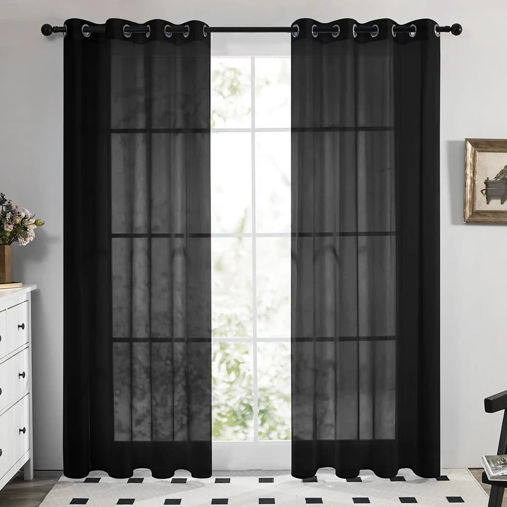 White Sheer Voile Grommet Curtain Panel