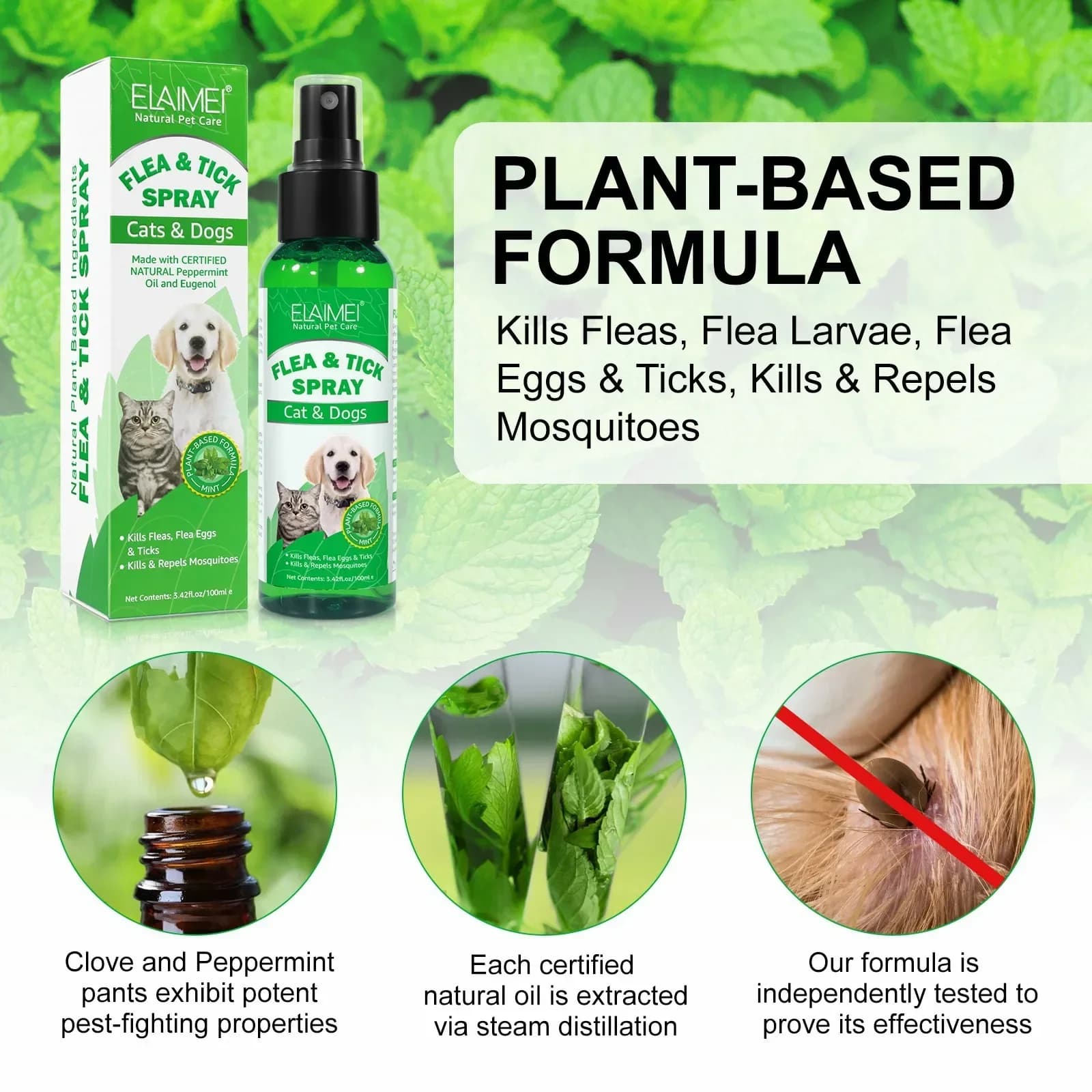 Natural Flea and Tick Spray for Dogs and Cats