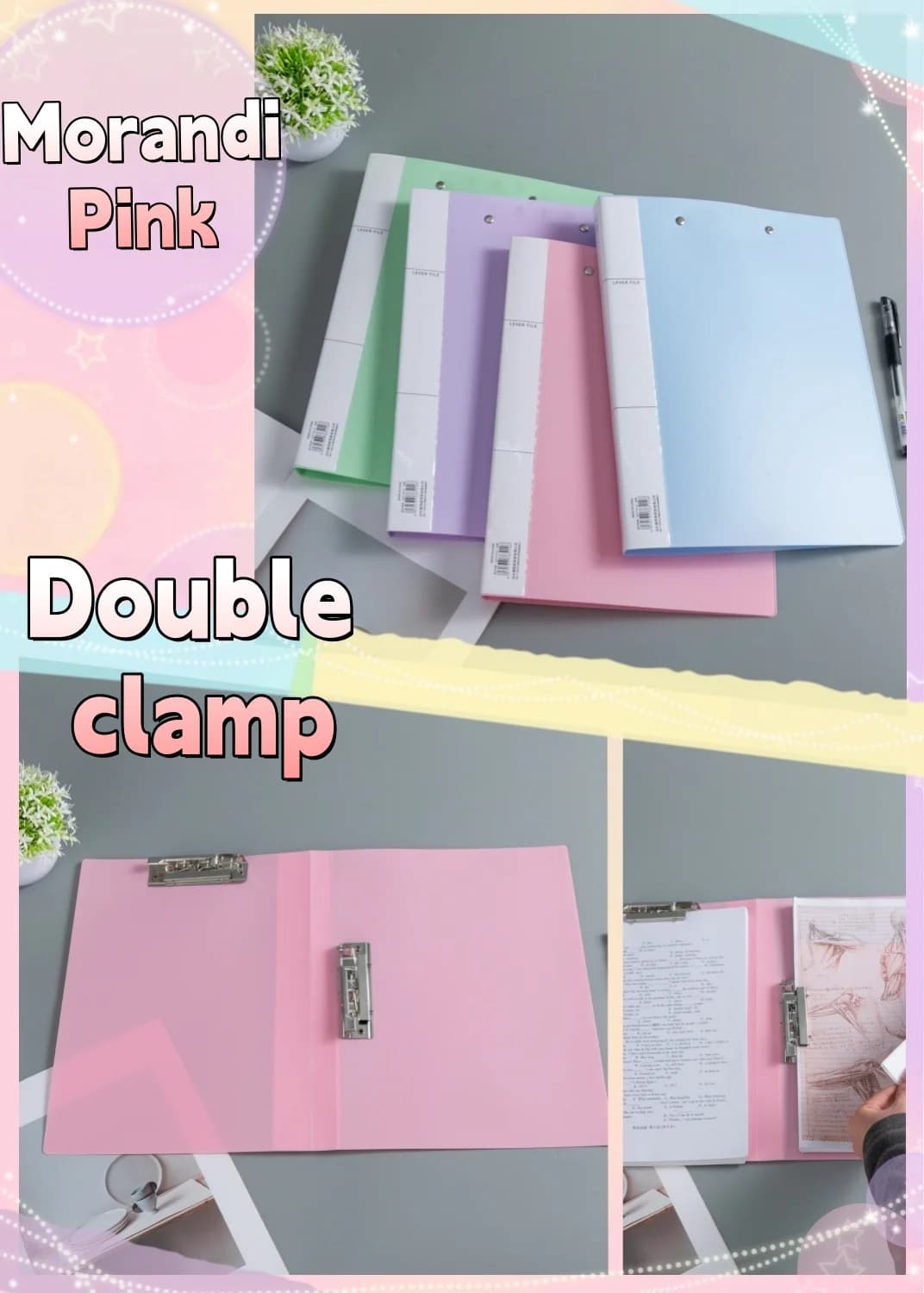 Double Compartment A4 File Folder with Press Clip