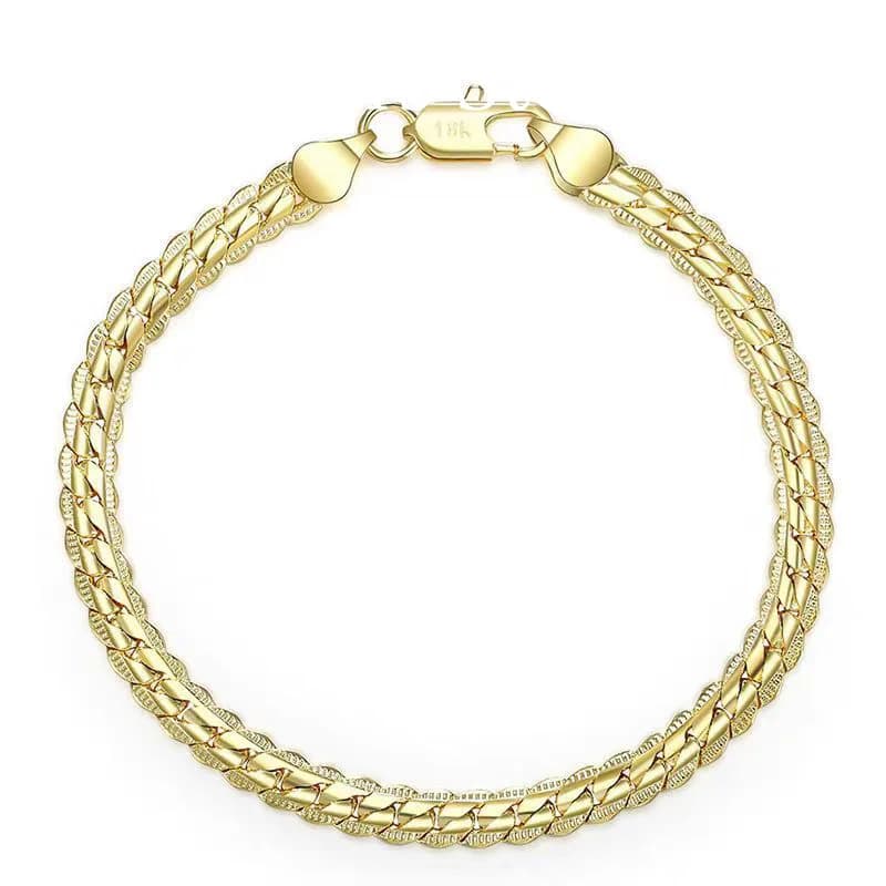 925 Sterling Silver 18K Gold Embossed Bracelet