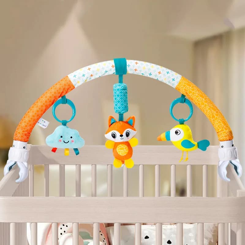 Infant Baby Stroller Arch Toy Play Bell Fun Newborns Sensory Activity Adjustable for Bouncers and Car Safe Seat Bed Hanging Toys