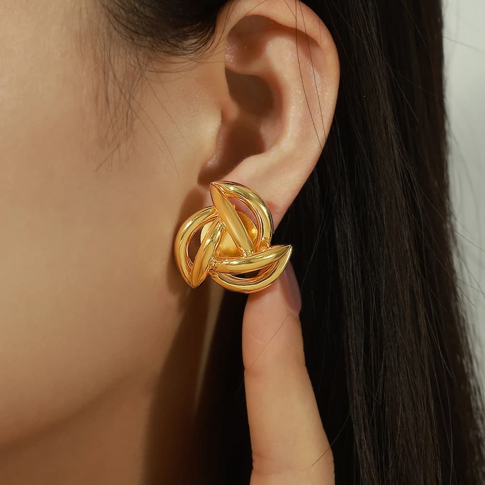 Small Metal Knot Twist Stud Earrings