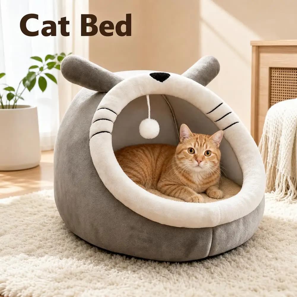 Cat Cave Bed Foldable Dome Pet Nest
