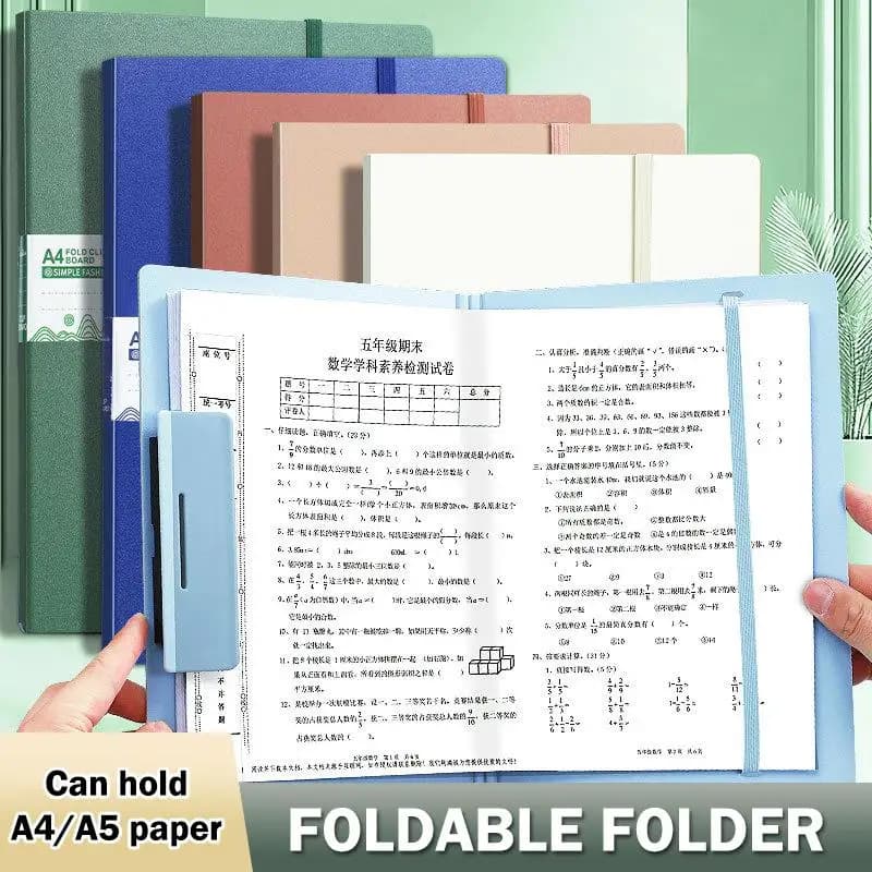Foldable A4 Document Organizer with Metal Clip