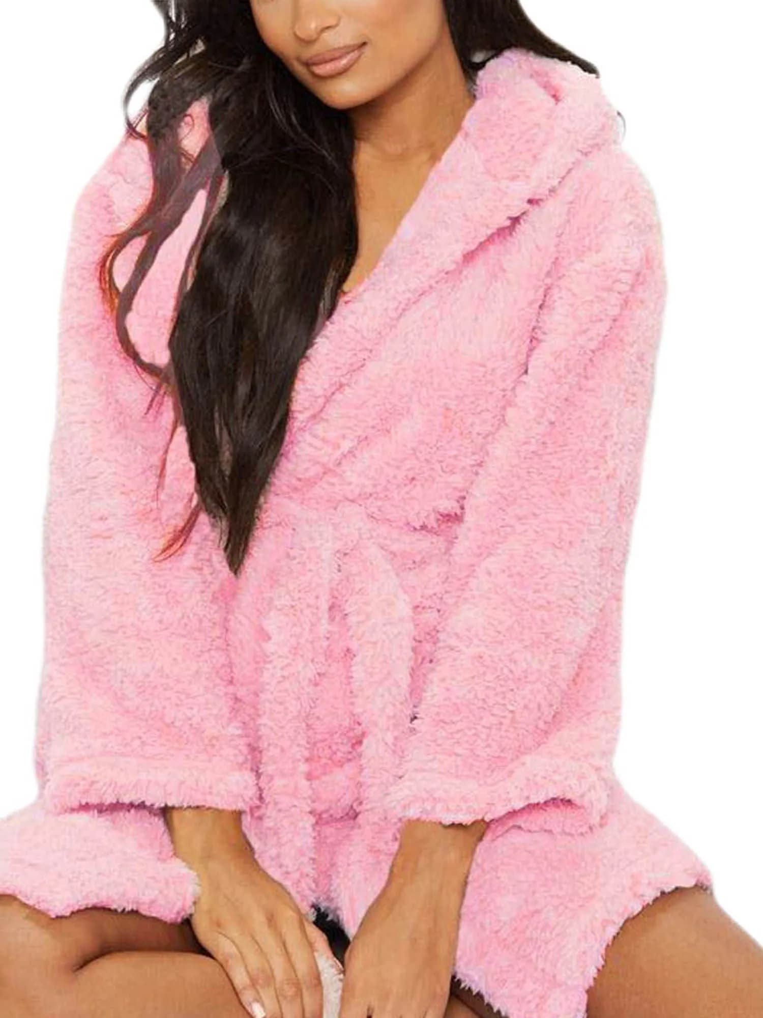 Women's Winter Plush Animal Ears Hooded Night Robe