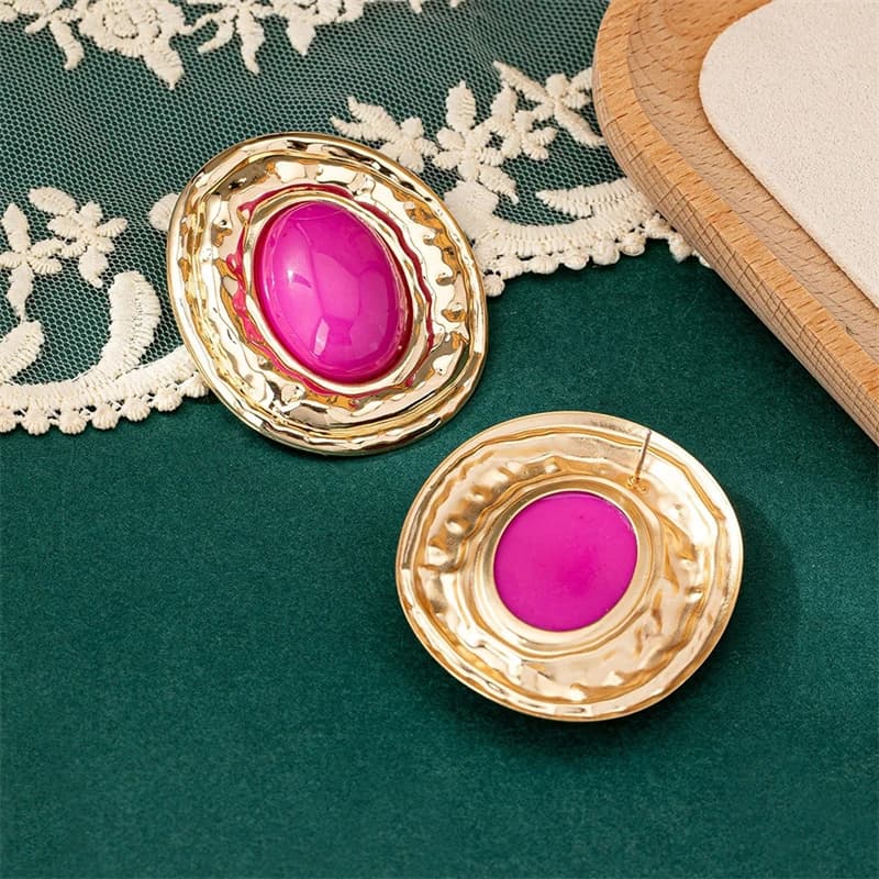 Blue Oval Stud Earrings for Women