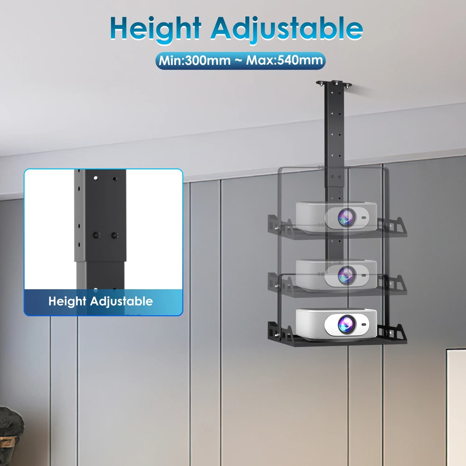 Projector Ceiling Mount Bracket with Height Adjustment