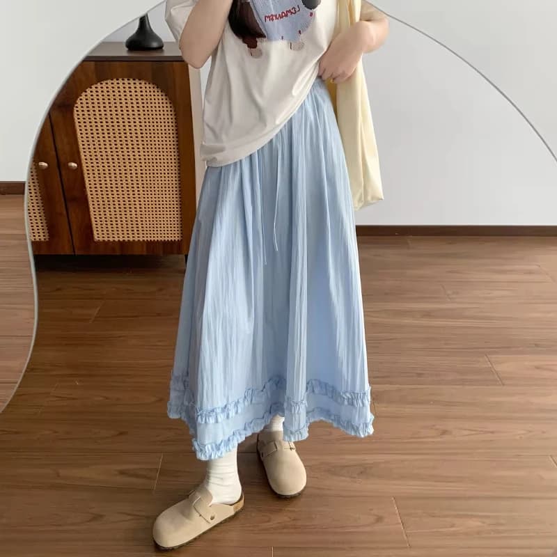 Women's Casual A-Line Maxi Skirt with Ruffles
