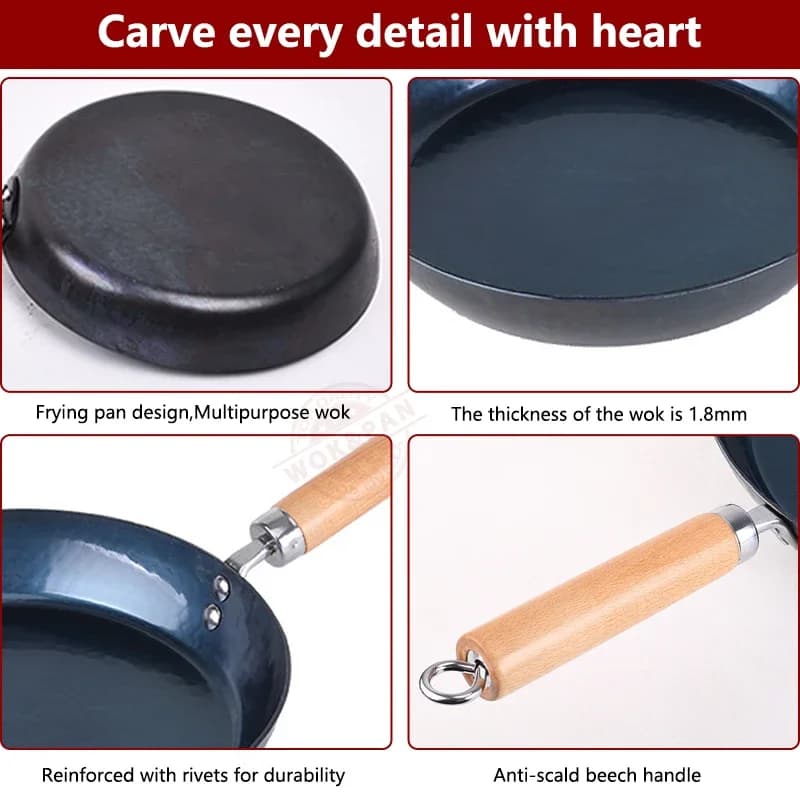Cast Iron Skillet With Detachable Wooden Handle