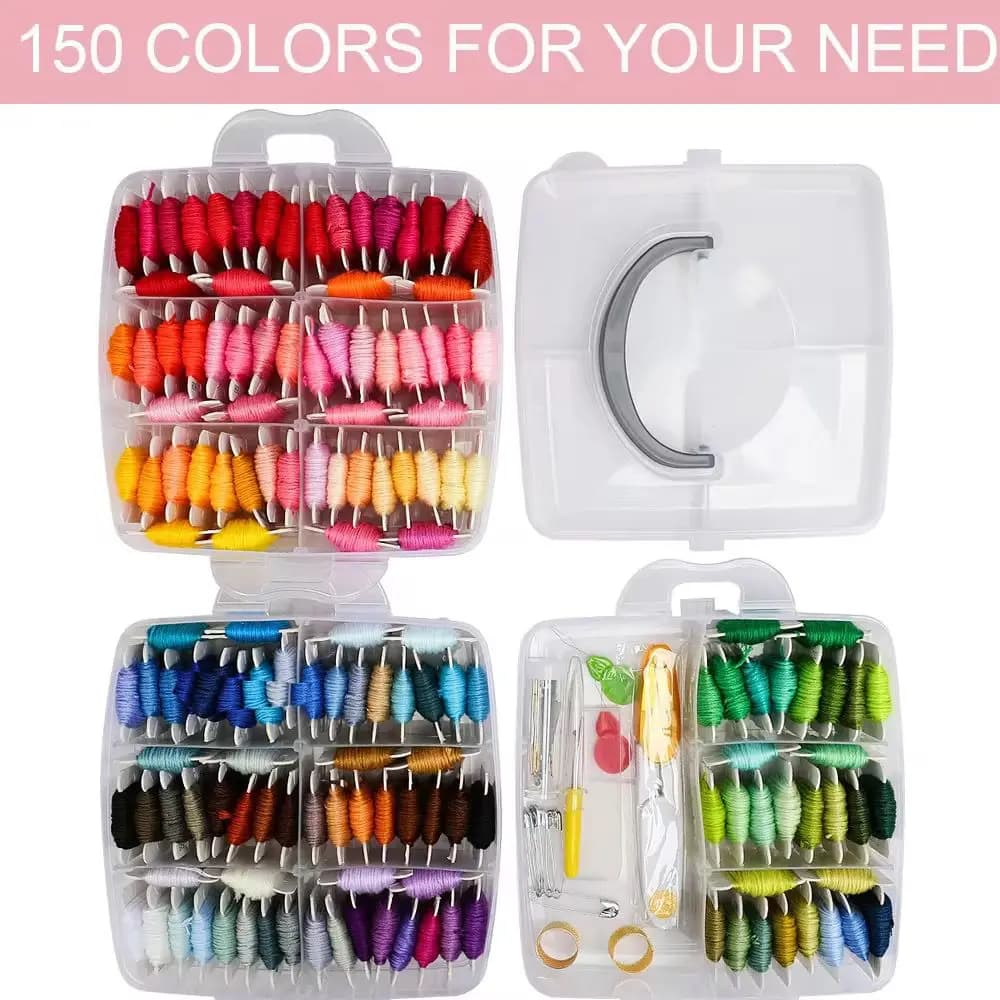 150-Color Embroidery Floss Set with Storage Box