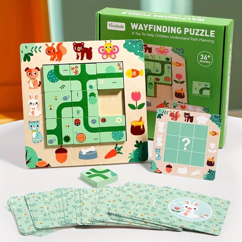 Wooden Maze Route Finding Puzzle Board
