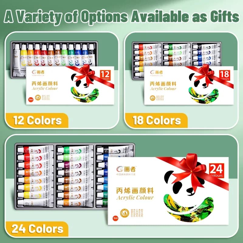 Acrylic Paint Set 12/18/24 Colors Rich Pigments