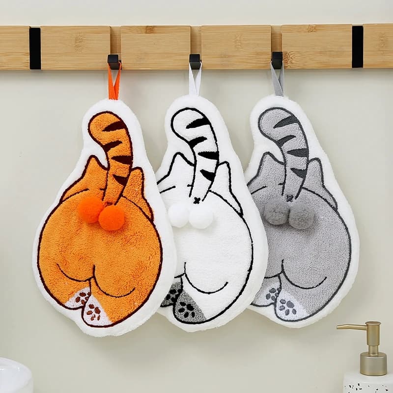 Cute Cat Cartoon Hand Towel