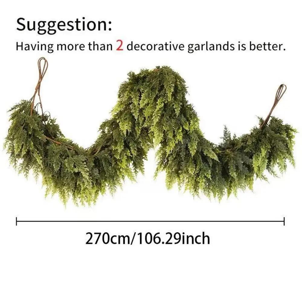 Christmas Tree Decorations Holiday Faux Garland Cedar Rattan Wreath Artificial Pine Garland Wedding Home Fireplace Door Decor