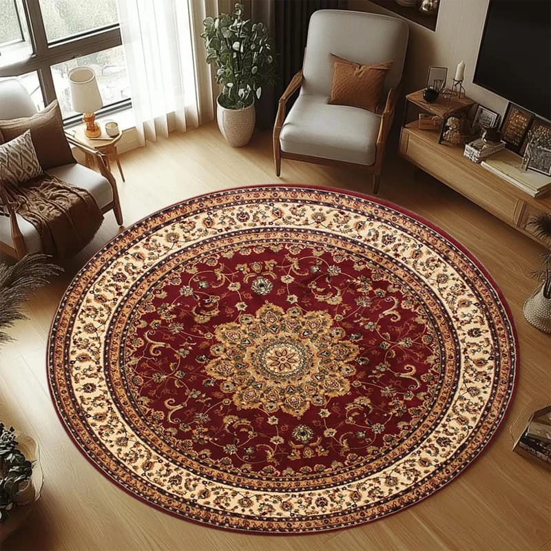 Persian Pattern Wine Red Area Rug