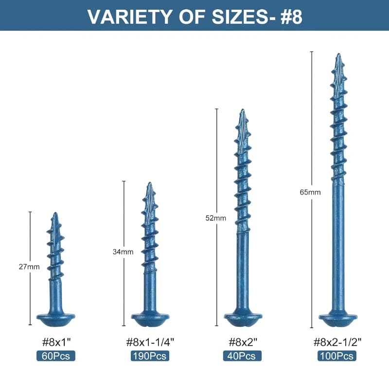 Pocket Hole Screws Assortment Kit 390-Piece