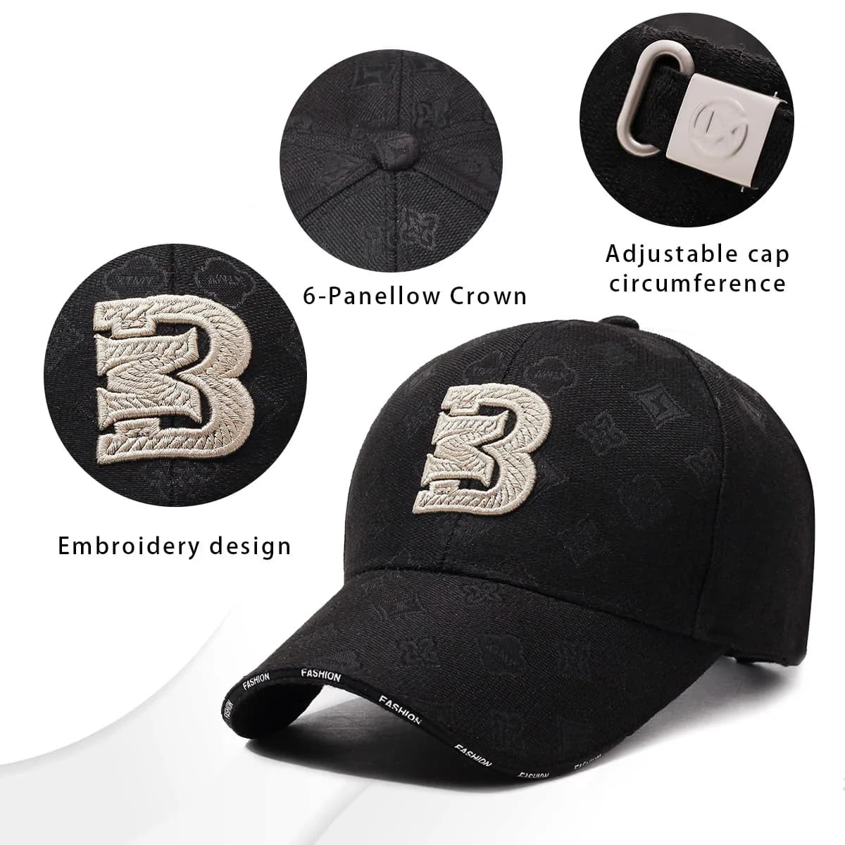 Unisex Baseball Cap with Abstract Embroidery