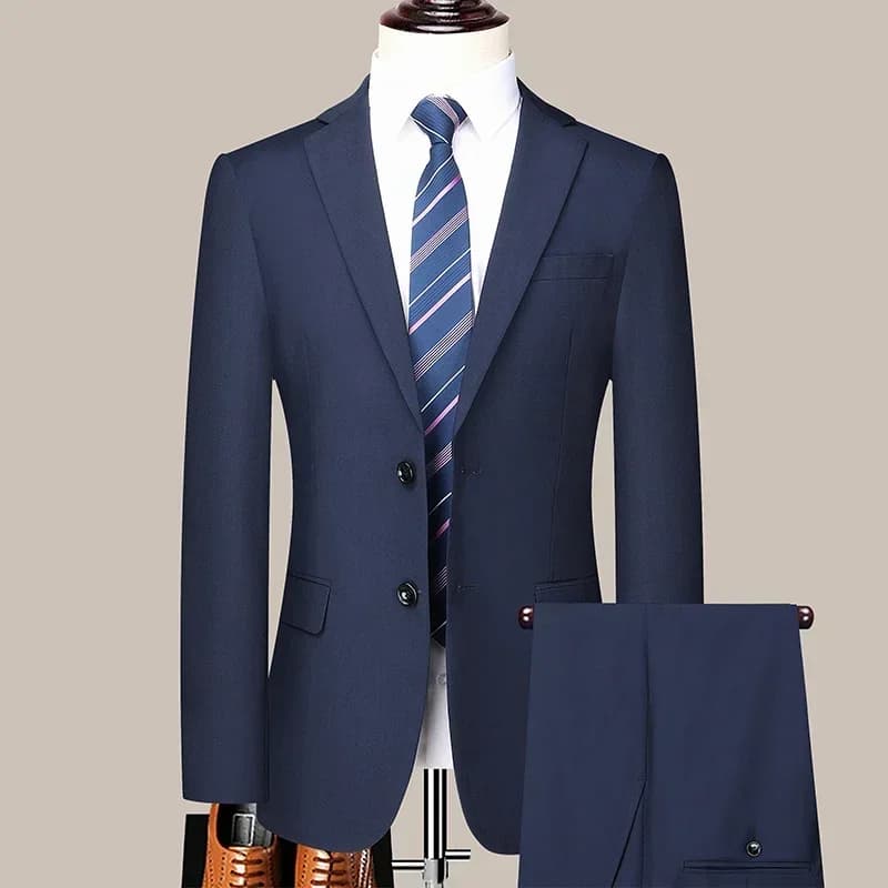 Men's Slim-Fit Business Suit Blazer and Pants