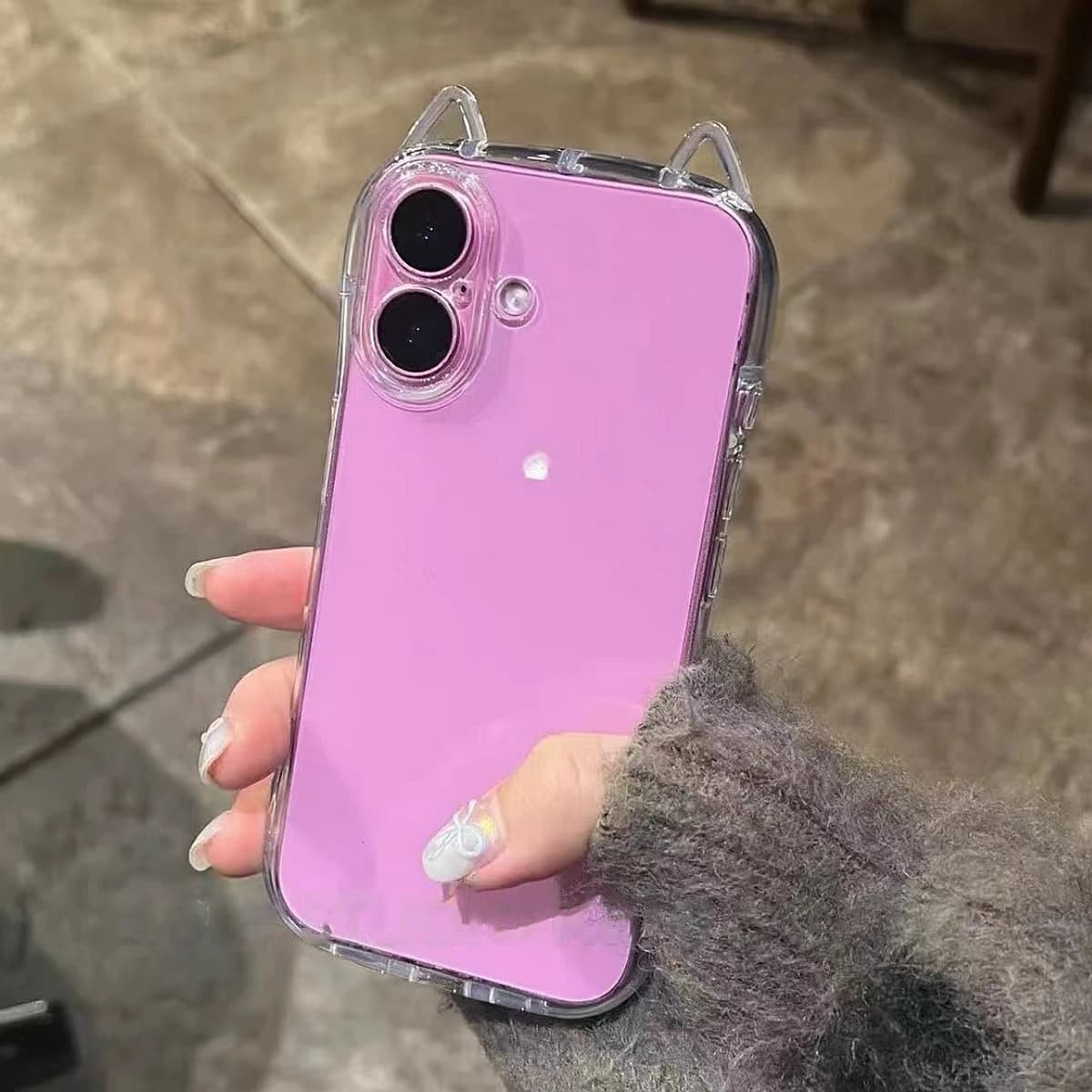 Cute Cat Ear Transparent Case Luxury Phone Case For iPhone 11 12 13 14 15 16 17 18  Pro Max Shockproof Bumper Cases Cover