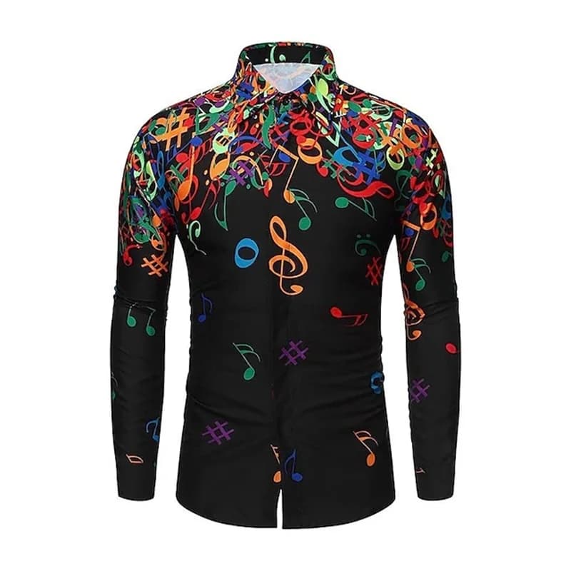 Men's Music Notes Button-Up Shirt