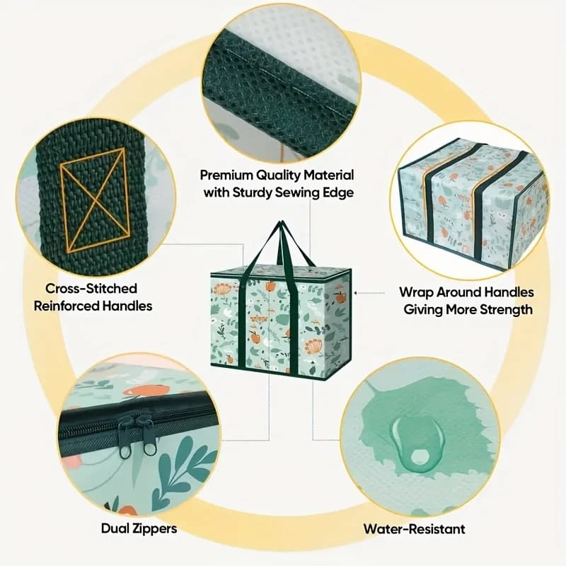 Large Reusable Grocery Bag with Insulation