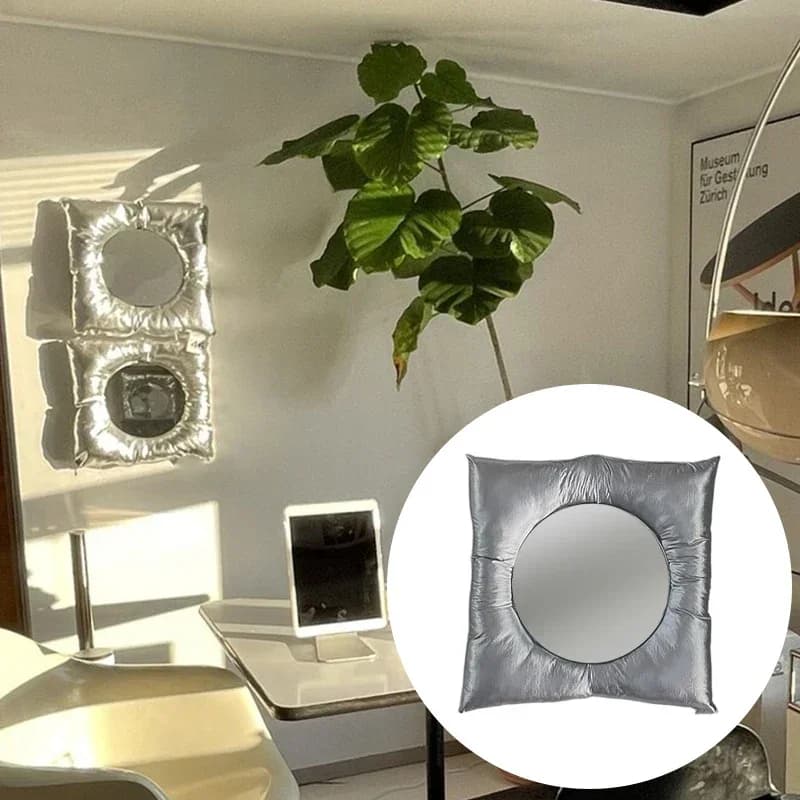 Square Silver Pillow Wall Mirror