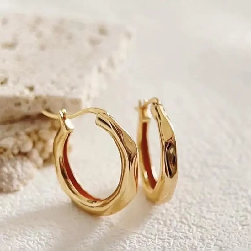 Hammered Hoop Earrings Two Tone