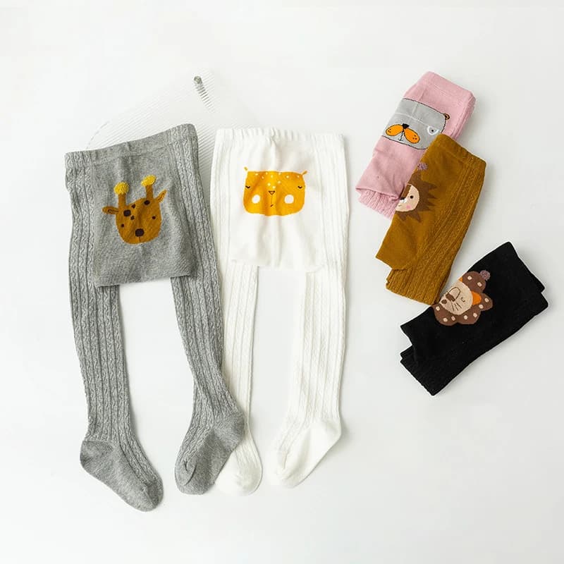 Baby Cotton Tights with Animal Patterns