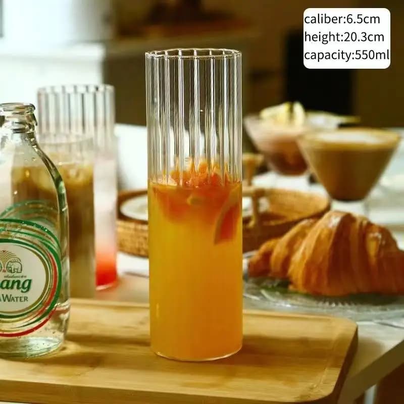 Ribbed Glass Drinking Cups