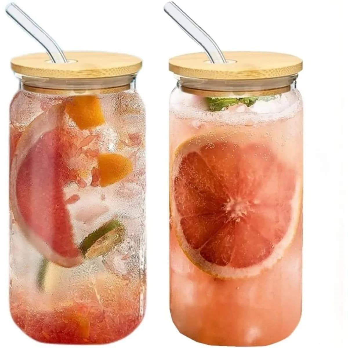 16oz Glass Tumbler With Bamboo Lid and Straw