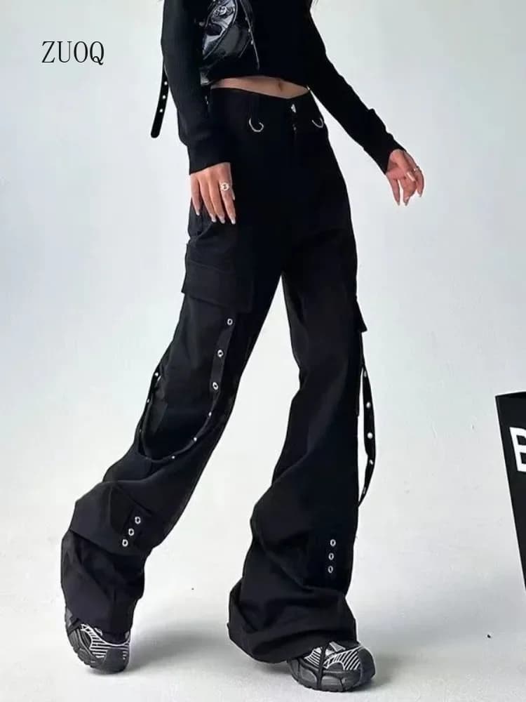 Black Straight-Leg Work Pants for Women