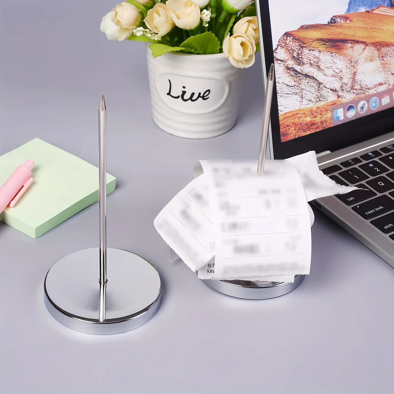 Various Office Supplies Such As Paper Clips, Memo Holders, Receipt Holders, And Check Holders Are Available For Use In The Offic