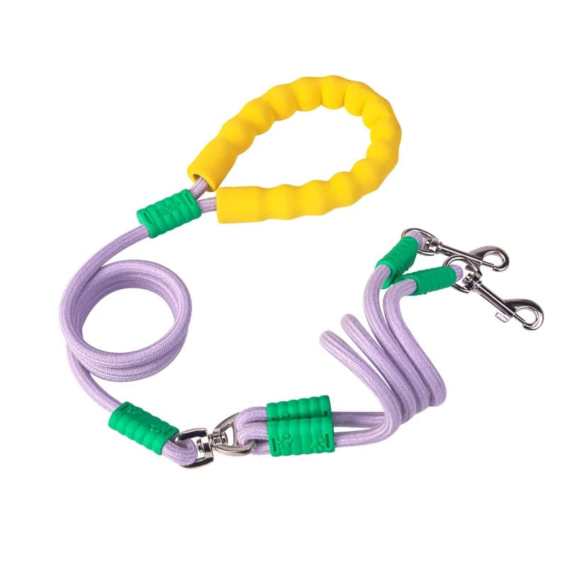 Dual Dog Leash Coupler with Elastic Extension