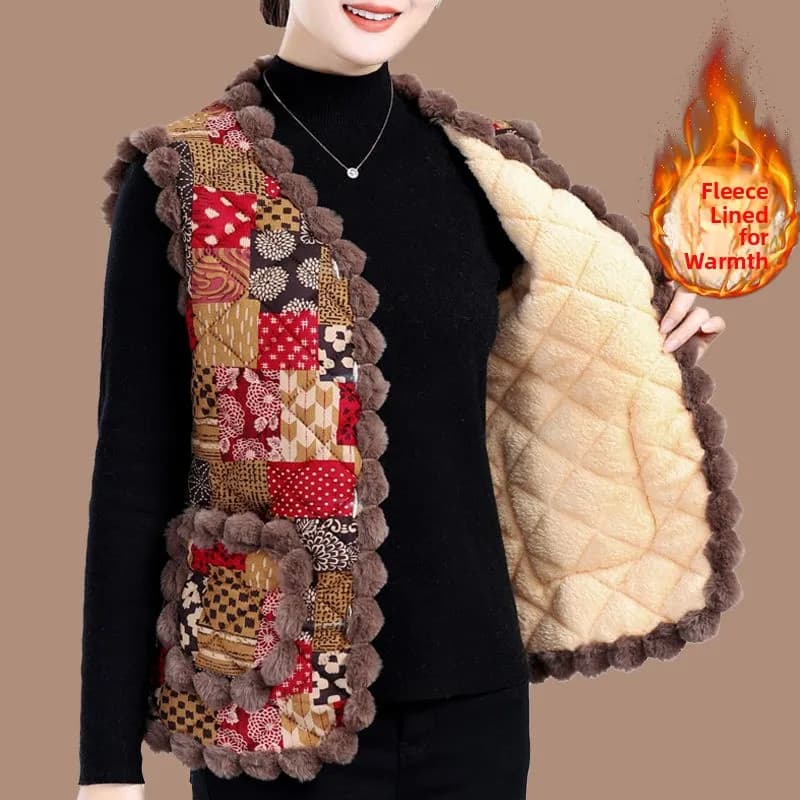 Check Pattern Fleece Warm Vest