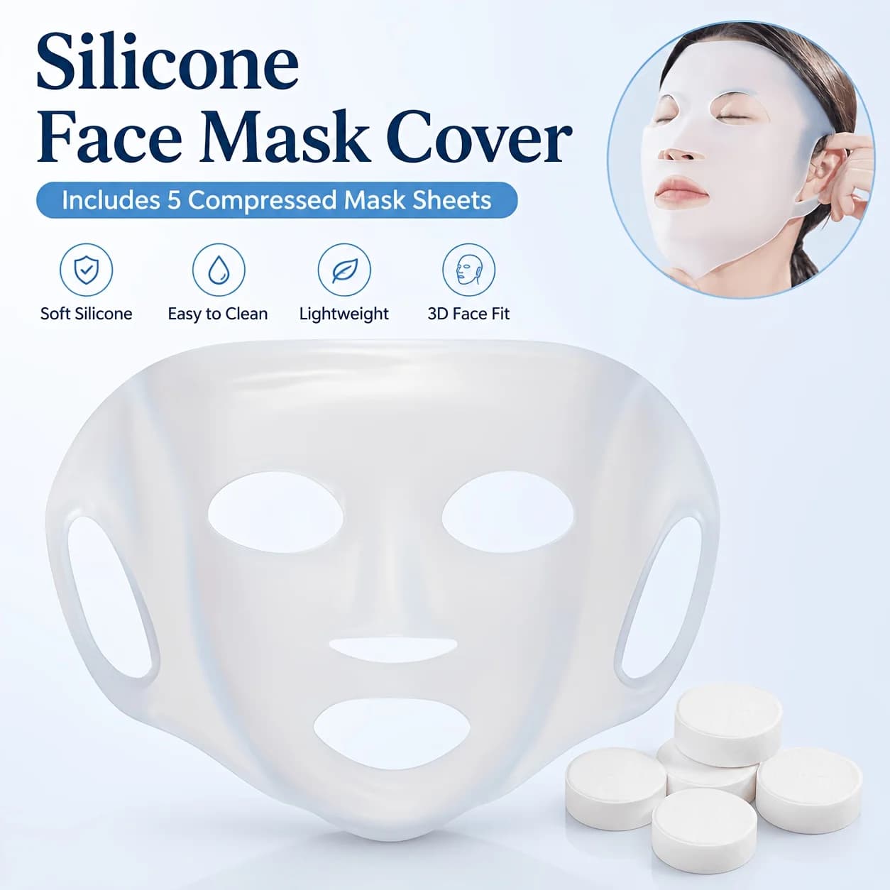 Reusable Silicone Face Mask Holder with Mask Sheets