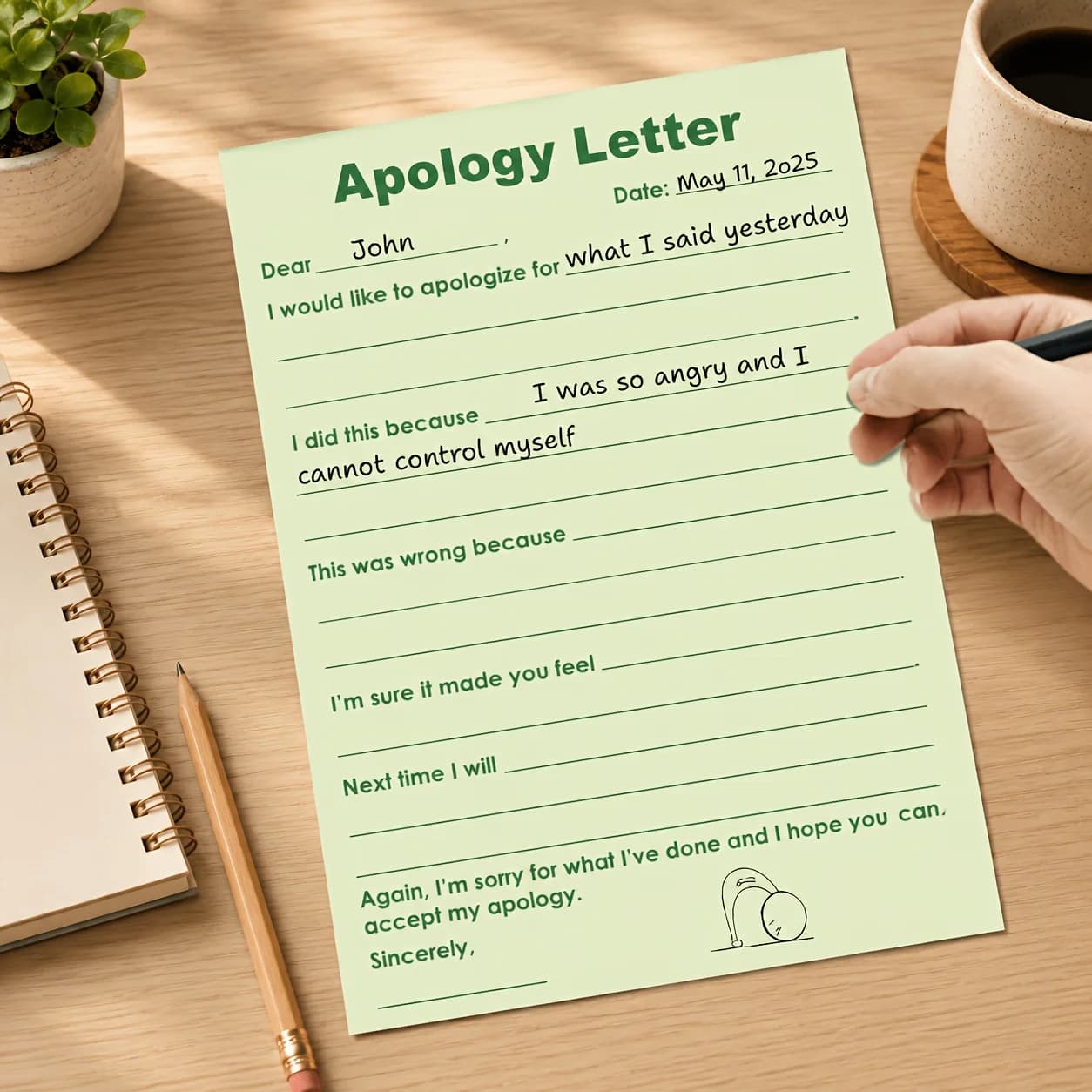 Apology Letter Writing Paper
