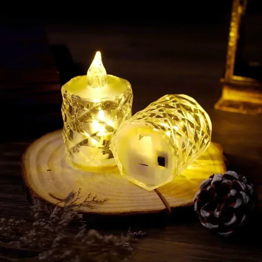 LED Crystal Candle Light 24/12PCS Flameless LED Light Candle Electronic Night Lamp Dating Party Holiday Home Wedding Decoration