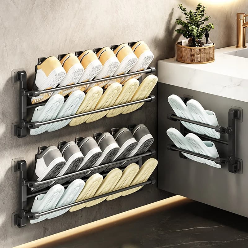 No-Drill Wall Shoe Storage Rack