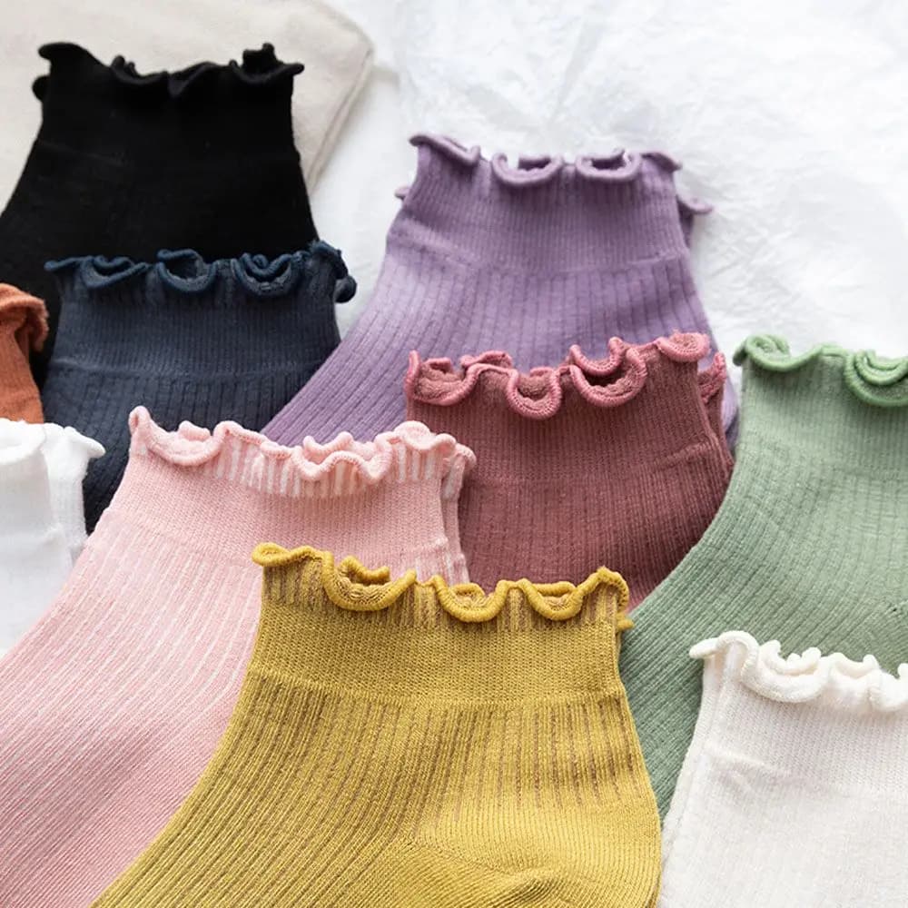 Women's Cotton Frilly Ruffle Ankle Socks