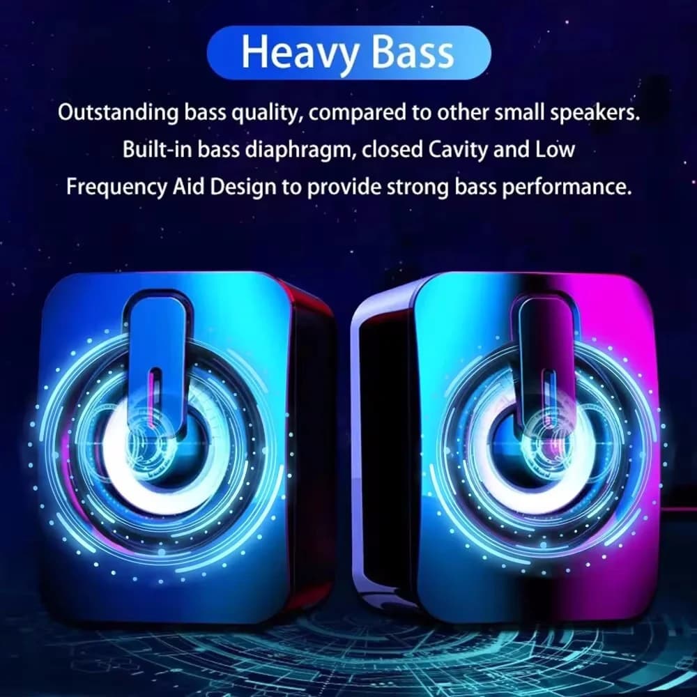 Desktop Computer Speakers with Microphone and LED Light